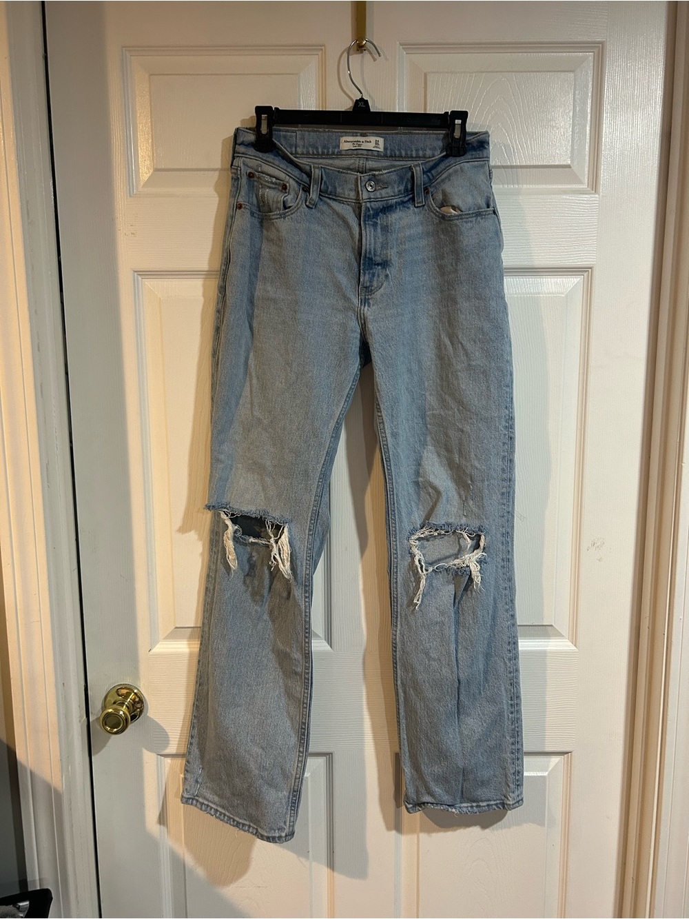 Abercrombie and Fitch, baggy, low rise, distressed jeans